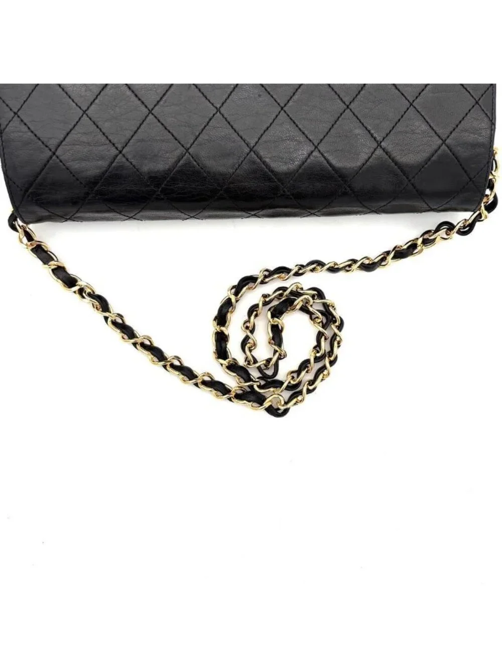 Chanel Quilted Chain Shoulder Bag Black Lambskin